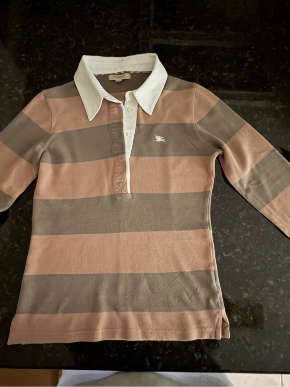 Burberry Kids Brown & Pink Striped Polo Shirt